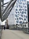 Oslo, Norway - April 7, 2018: Pedestrian bridge Akrobaten bru in Bar Code district