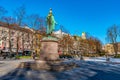 OSLO, NORWAY, APRIL 15, 2019: Statue of Henrik Wergeland in Oslo, Norway