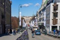 Tourists and residents around the Oslo street leading to the roy