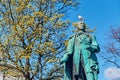 View of the monument to Henrik Wergeland on Eidsvolls plass Spikersuppa near the National Theater in Oslo, Norway