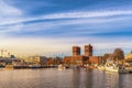 Oslo Norway, city skyline at City Hall and harbour Royalty Free Stock Photo