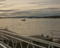 Oslo, Norway, Europe - sunset seen from Aker Bigge; a pier. Royalty Free Stock Photo