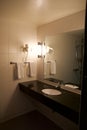 OSLO, NORWAY- JAN 20th, 2017: Modern and spacious bathroom suite designed with luxury and functional in an airport Park