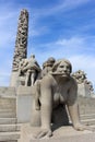 OSLO, NORWAY - JULY 4, 2014, granite statues in vigeland park in oslo, created by gustav vigeland