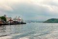 Oslo, Norway, July 27, 2013: port, Oslo`s port area with vintage sailboats on a cloudy day. Editorial Royalty Free Stock Photo