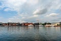 Oslo, Norway, July 27, 2013: port, Oslo`s port area with vintage sailboats on a cloudy day. Editorial Royalty Free Stock Photo