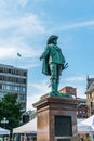 Oslo, Norway-July 26, 2013: statue on Karl Johan street, Oslo, Norway