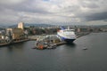 Oslo, Norway - Jun 15, 2012: Water area of seaport and passenger-and-freight ferry