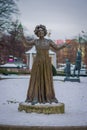 OSLO, NORWAY - MARCH, 26, 2018: Outdoor view of statue of Norwegian actress Wenche Foss in park outside National Theatre Royalty Free Stock Photo