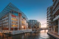 Oslo, Norway. Night View Embankment And Residential Multi-storey Houses In Aker Brygge District. Summer Evening