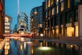 Oslo, Norway. Night View Embankment And Residential Multi-storey Houses In Tjuvholmen District. Summer Evening