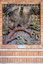 Oslo, Norway - Nordic mythology motives of Eagle and Yggdrasil in exterior decorations of City Hall historic building - Radhuset