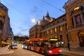 Oslo cityscape at dusk in the shopping district in the middle of the city Royalty Free Stock Photo