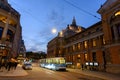 Oslo cityscape at dusk in the shopping district in the middle of the city Royalty Free Stock Photo