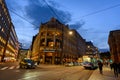 Oslo cityscape at dusk in the shopping district in the middle of the city Royalty Free Stock Photo