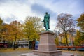 The Henrik Wergeland statue is located in the middle of a park in Oslo