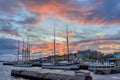 Many luxury boats at the Yacht Harbor in Oslo are beautiful waterfront venues Royalty Free Stock Photo