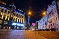 A shopping street in Oslo, Norway. At dusk Royalty Free Stock Photo