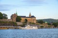 Oslo, Norway - Panoramic view of medieval Akershus Fortress - Akershus Festning - historic royal residence at Oslofjorden sea Royalty Free Stock Photo