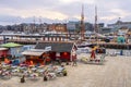 Oslo, Norway - Panoramic view of modernistic Aker Brygge district of Oslo with Pipervika port area at the Oslofjorden shore Royalty Free Stock Photo