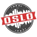 Oslo Norway Round Travel Stamp Icon Skyline City Design. Vector Seal Illustration Badge Clip Art.