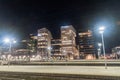 Barcode Project buildings seen from Oslo railway station at night Royalty Free Stock Photo