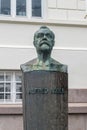 Bust of Alfred Nobel. Alfred Bernhard Nobel was a Swedish chemist, engineer, inventor, businessman, and philanthropist