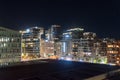 Night view of illuminated buildings in city center of Oslo Royalty Free Stock Photo