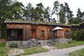 Oslo, Norway, September 2022: Old wooden house with grass roof exhibited at The Norwegian Museum of Cultural History Royalty Free Stock Photo