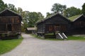 Oslo, Norway, September 2022: Old wooden houses with grass roofs exhibited at The Norwegian Museum of Cultural History Royalty Free Stock Photo