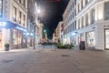 Pedestrian shopping street in city center of Oslo at night Royalty Free Stock Photo