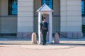 Oslo, Norway - September, 21, 2019: Royal guard of Norwegian army in his fasting near the Royal Palace in Oslo