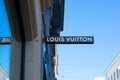 Oslo, Norway - September, 2019: Signboard of Louis Vuitton shop on the main street Royalty Free Stock Photo