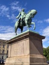 Oslo, Norway - Statue of King Charles XIV John - Karl XIV Johan - in front of Oslo Royal Palace, Slottet, in Slottsplassen square Royalty Free Stock Photo