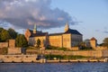 Oslo, Norway - Sunset view of medieval Akershus Fortress - Akershus Festning - historic royal residence at Oslofjorden sea shore Royalty Free Stock Photo