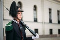 Oslo Norway. Young Man In Uniform Of Royal Guard Standing In Sen