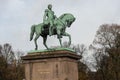 Oslo royal palace monument of king karl johan, view from parkway