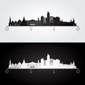 Oslo skyline and landmarks silhouette