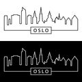 Oslo skyline. Linear style.