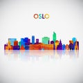 Oslo skyline silhouette in colorful geometric style.