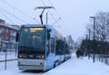 Oslo tram in the snow