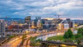 Oslo waterfront downtown city skyline cityscape in Norway at sunset Royalty Free Stock Photo