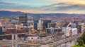 Oslo waterfront downtown city skyline cityscape in Norway at sunset Royalty Free Stock Photo