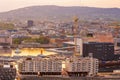 Oslo waterfront downtown city skyline cityscape in Norway at sunset Royalty Free Stock Photo