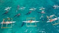 Oslob Whale Shark Watching in Philippines, Cebu Island. People snorkeling and and watch whale sharks from above