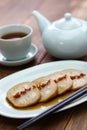 Osmanthus flavored, stuffed lotus root with glutinous rice, chinese food