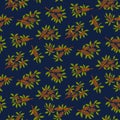 Osmanthus flowers, tree branches seamless pattern