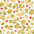 Osmanthus fragrans pattern osmanthus flowers seamless background. Asian floral traditional wallpaper. Korean flowers