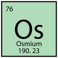 Osmium element. Mendeleev table. Chemical icon. Square frame. Blue background. Vector illustration. Stock image.