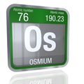 Osmium symbol in square shape with metallic border and transparent background with reflection on the floor. 3D render